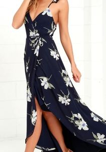 Lulu's Navy Floral Wrap Dress